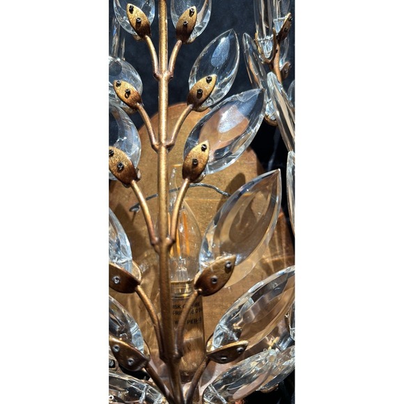 Fine Art Lamp Crystal Laurel Set of 2 Wall Sconces Heavy Cut Crystal Luxury - Picture 6 of 9